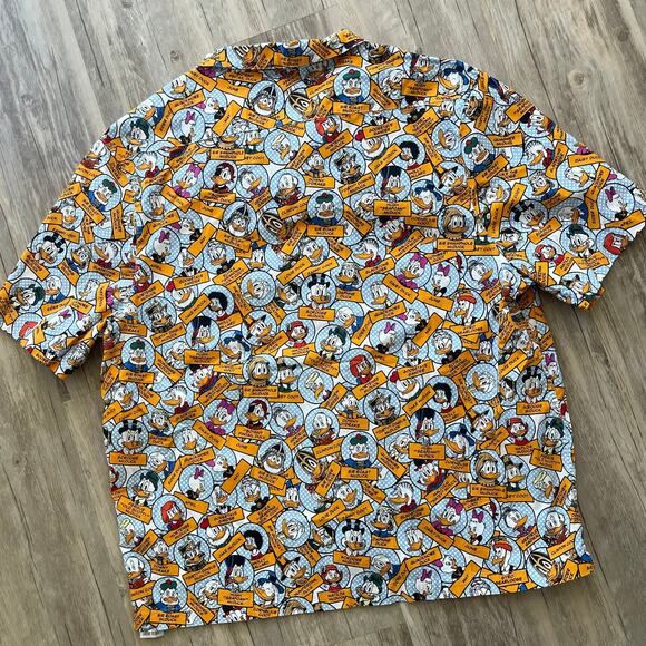 Disney Parks Disney Ducks Button Camp Shirt Size Large DONALD SCROOGE MATILDA - Picture 3 of 6